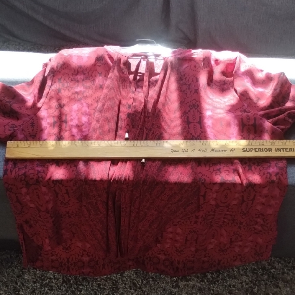 Chico's Vibrant Georgette Red Flowy Blouse Shirt … - image 7